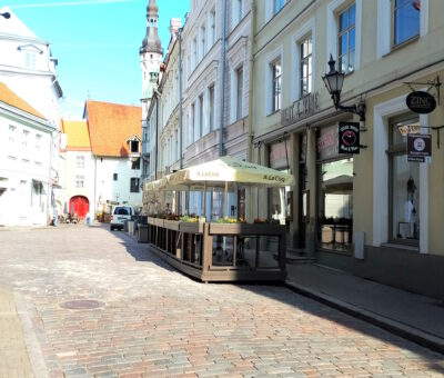 Picture of Väike-Karja street in Tallinn's Old Town, where the Reval Hostel is located